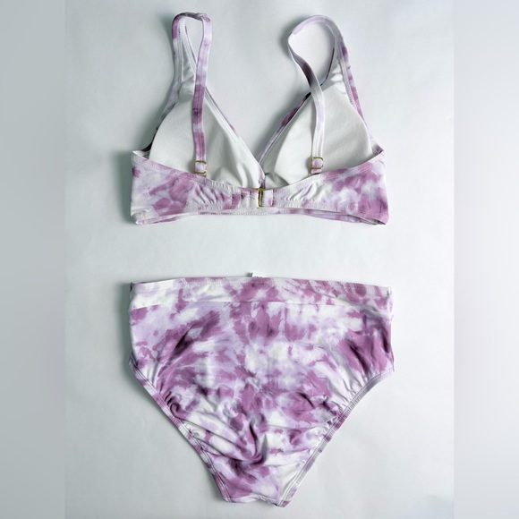 Fresh Water Brand - Purple and White High-Waist Tie-Dye Bikini Set Wome's size M - Picture 2 of 9